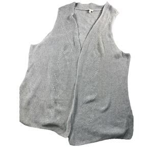 Talbots Plus Womens Size XXL Sleeveless Open Front Sweater Vest Gray Cotton Knit